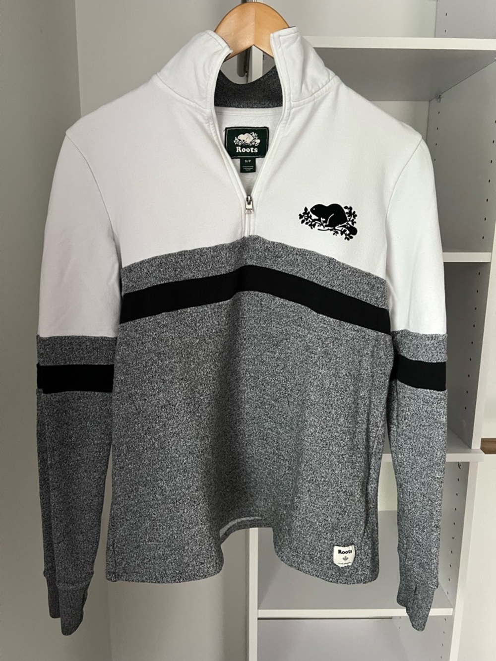 Roots White, Gray & Black Half-Zip Sweater